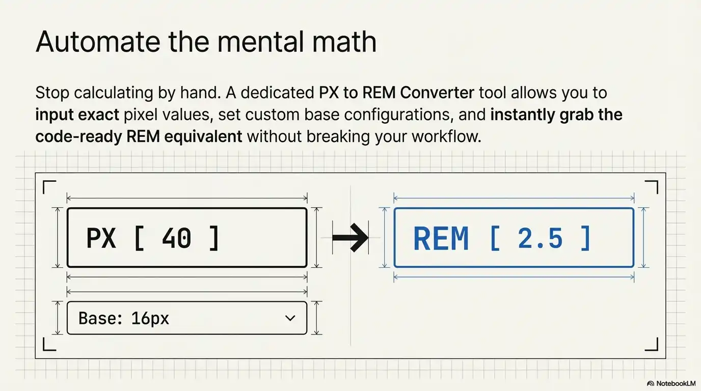Preview of an automated PX to REM converter tool UI